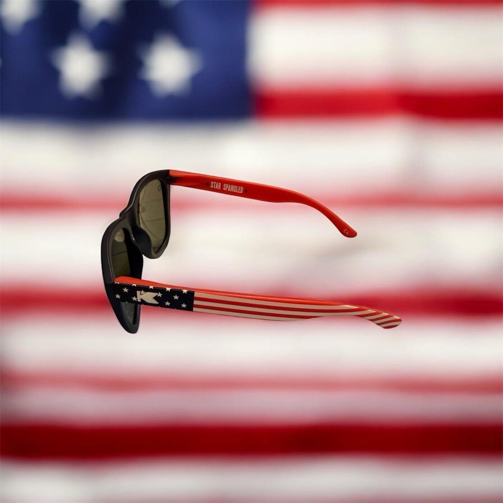 Unisex Knockaround Sunglasses Blue Polarized Lenses with American Flag Design - Picture 5 of 6